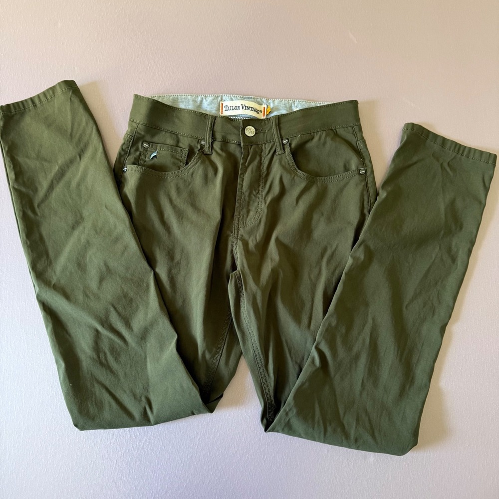 Tailor‎ Vintage Canaan Slim Fit Mens 30x32 Olive Green Excellent Stretch Pants
